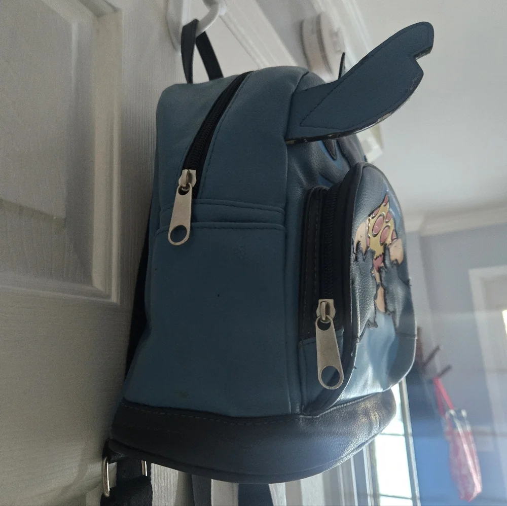 Disney Blue Stitch Eating Pizza Mini Backpack